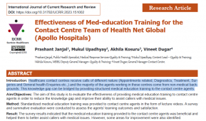Effectiveness of Med-education Training for the Contact Centre Team of Health Net Global