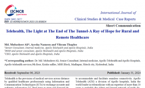 Telehealth, The Light at The End of The Tunnel-A Ray of Hope for Rural and Remote Healthcare