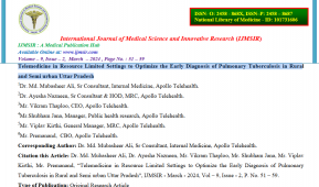Telemedicine in Resource Limited Settings to Optimize the Early Diagnosis of Pulmonary Tuberculosis in Rural and Semi urban Uttar Pradesh
